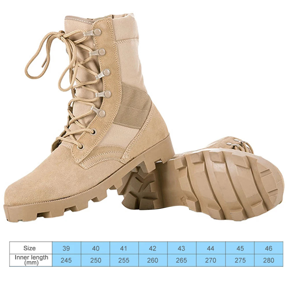 Mens Desert Combat Boots Breathable Motorcycle Outdoor Hiking Boots High-top Winter Tactical Military Boots Non-Slip for Men