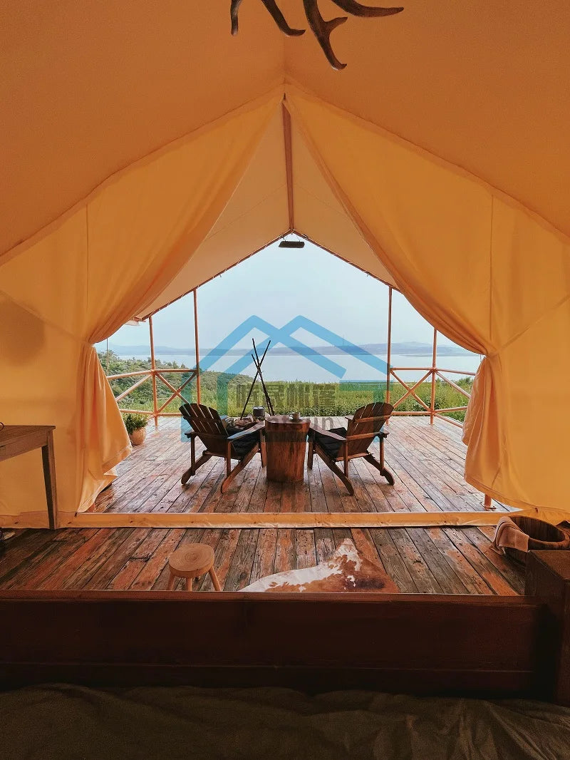 Luxury African Winter Frame Waterproof Canvas Cotton Glamping Tents With Bathroom