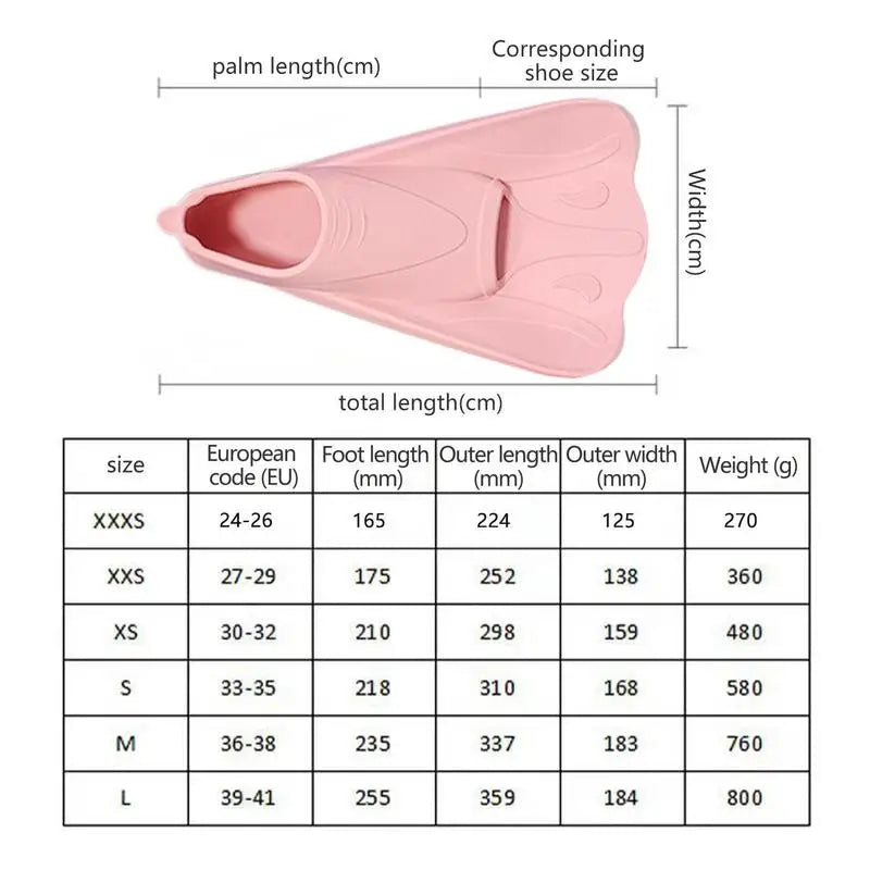 Swimming Flippers Kids Short Snorkeling Short Training Fins For Swimming Pool Swimming Supplies Short Training Flippers For