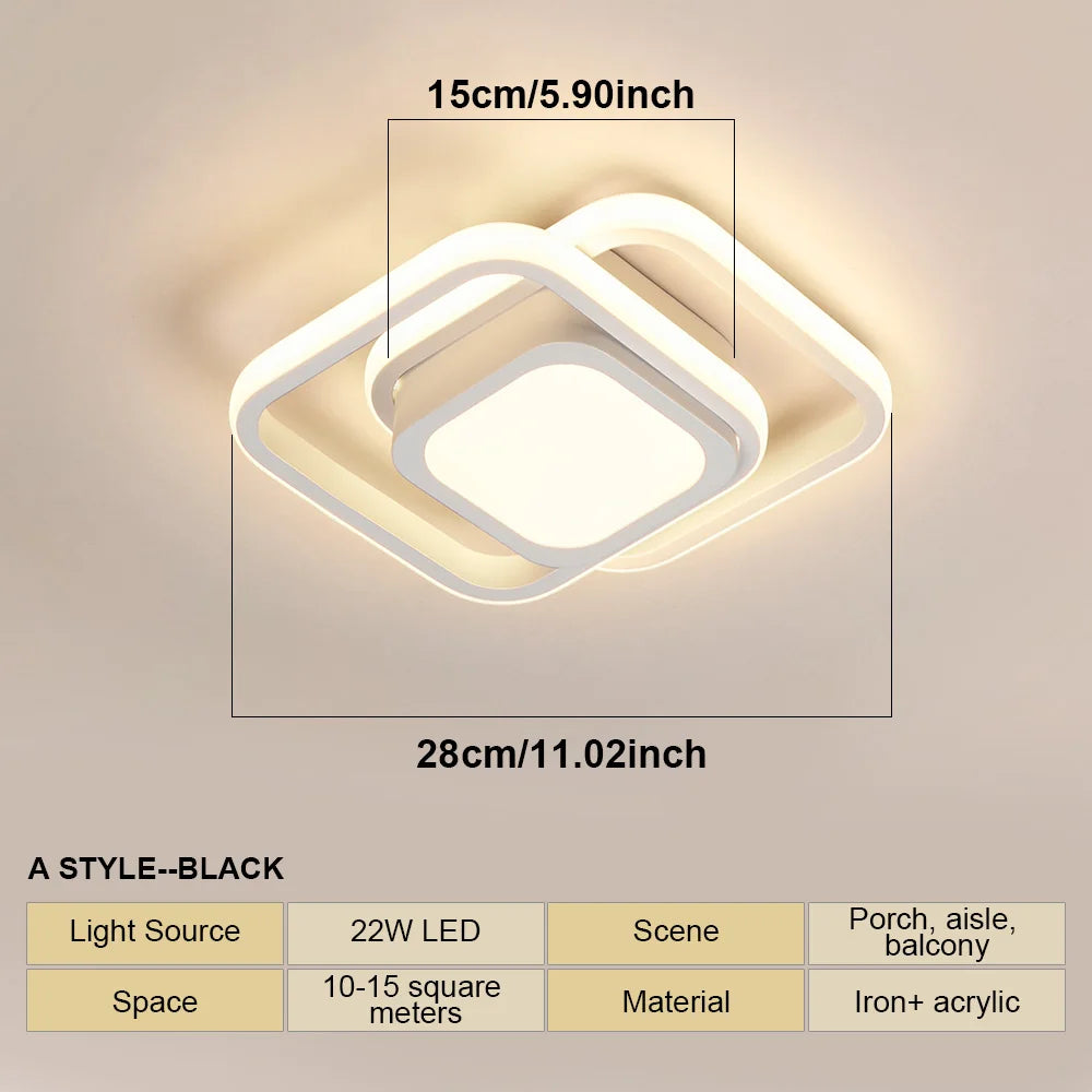 Modern LED Ceiling Light 2 Rings Creative Design Small Aisle Ceiling Lamp Indoor Lighting Fixtures Hallway Balcony Office Lustre