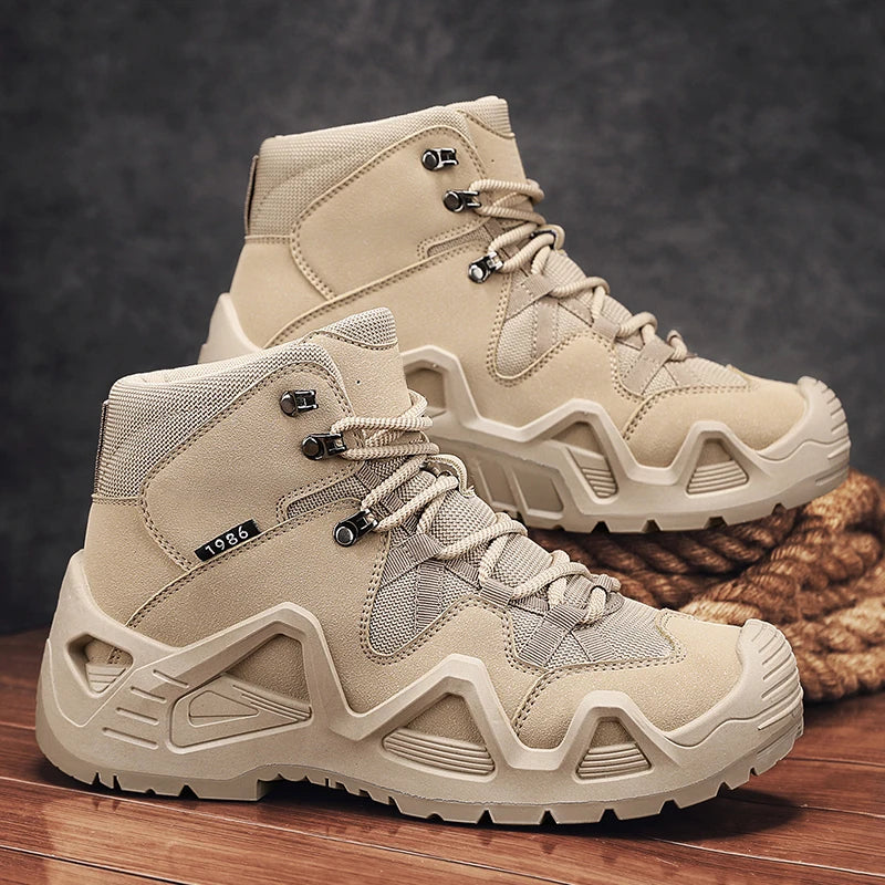 Men's Hiking Boots Outdoor Hiking Anti Slip Training Work Shoes Green Thick Soled Sports Shoes 2025 New Autumn and Winter Boots