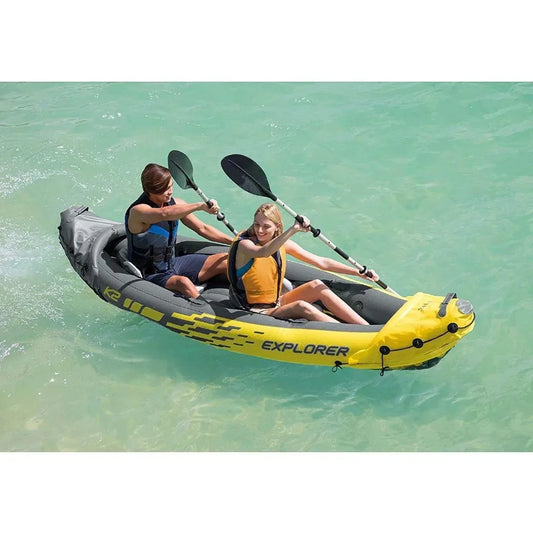 2024 New Explorer K2 Iatable Kayak Set: Includes Dee 86In Aluminum Oars And High-Output Pump Superstrong PVC