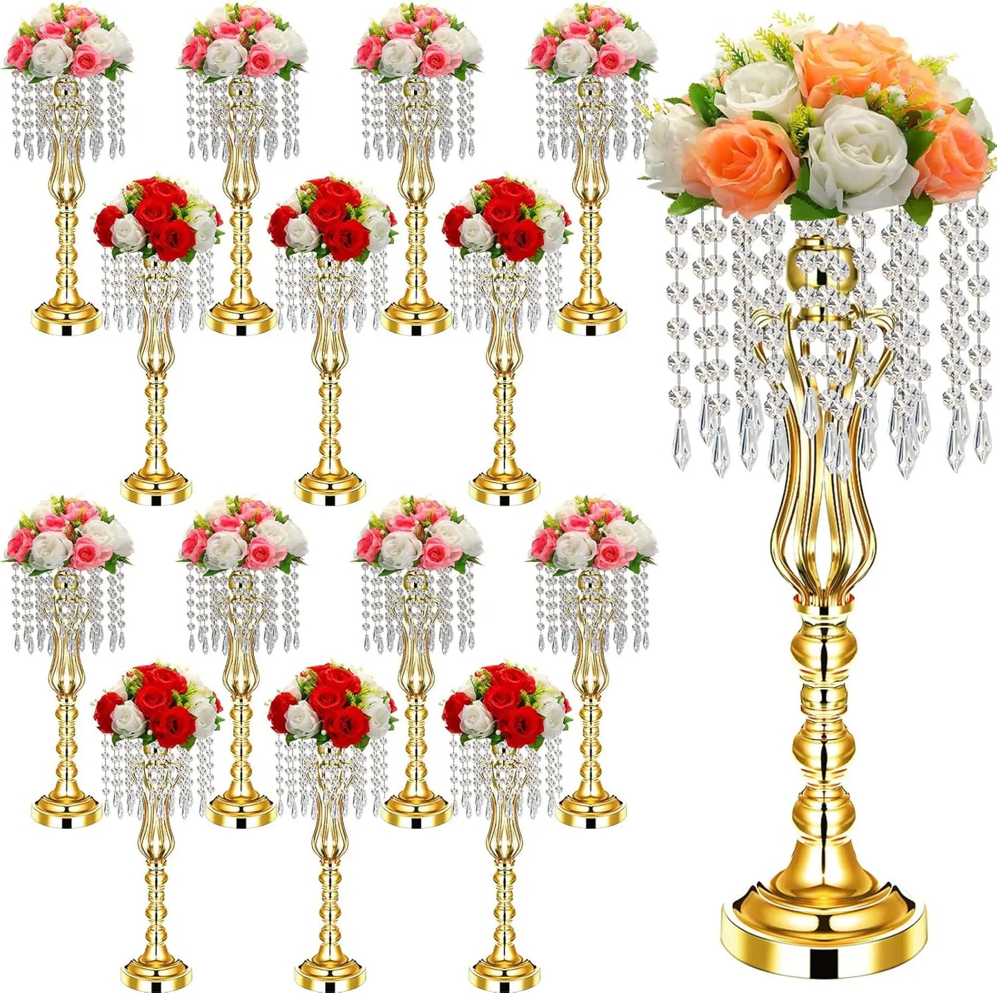 Inch Metal Flower Stand, Tall Flower Vases for Wedding Reception Birthday Party Home Decoration (Gold)