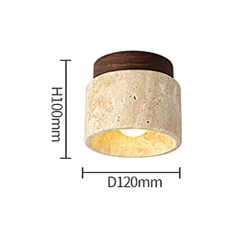 Wabi Sabi Yellow Stone Ceiling Light Lobby Entrance Corridor Balcony Aisle Hotel Flush Mounted Travertine Decorative Lamp