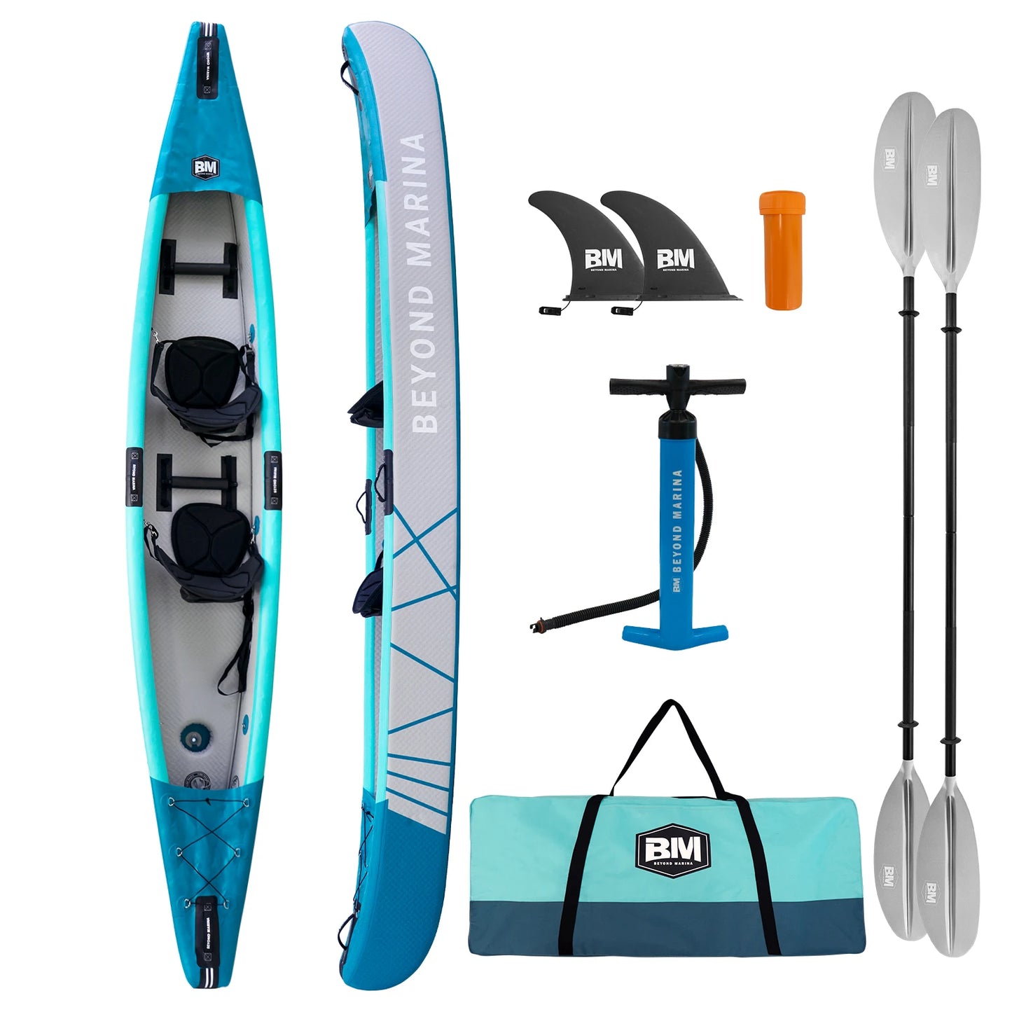 BEYOND MARINA Foldable Double Inflatable Kayak Boats Drop Stitch 2 Person 422cm Fishing Canoe High Pressure