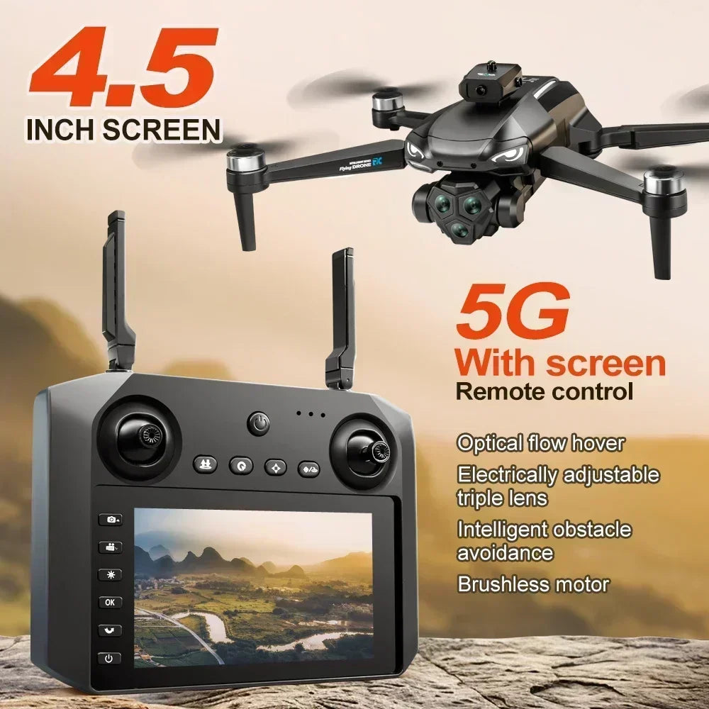 New K33 RC Drone 4K Professinal With Wide Angle Triple HD Camera Foldable RC Helicopter WIFI FPV Height Hold Toy Drone