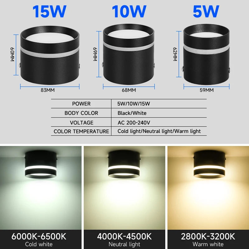 Downlight Led Ceiling Spot Led Lights Fixture for Living Room Home Decor Bedroom Kitchen Celing Lamp Surface mounted Down Light