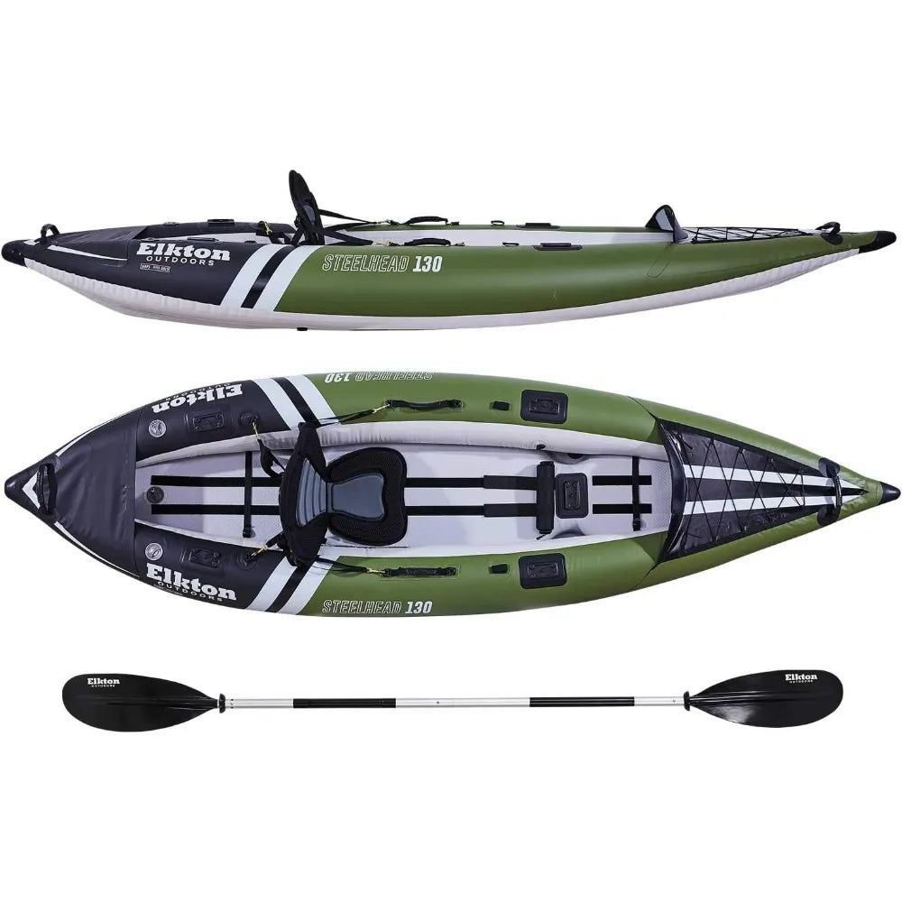 Inflatable Fishing Kayak - Angler Blow Up Kayak, Includes Paddle, Seat, Hard Mounting Points, Bungee Storage