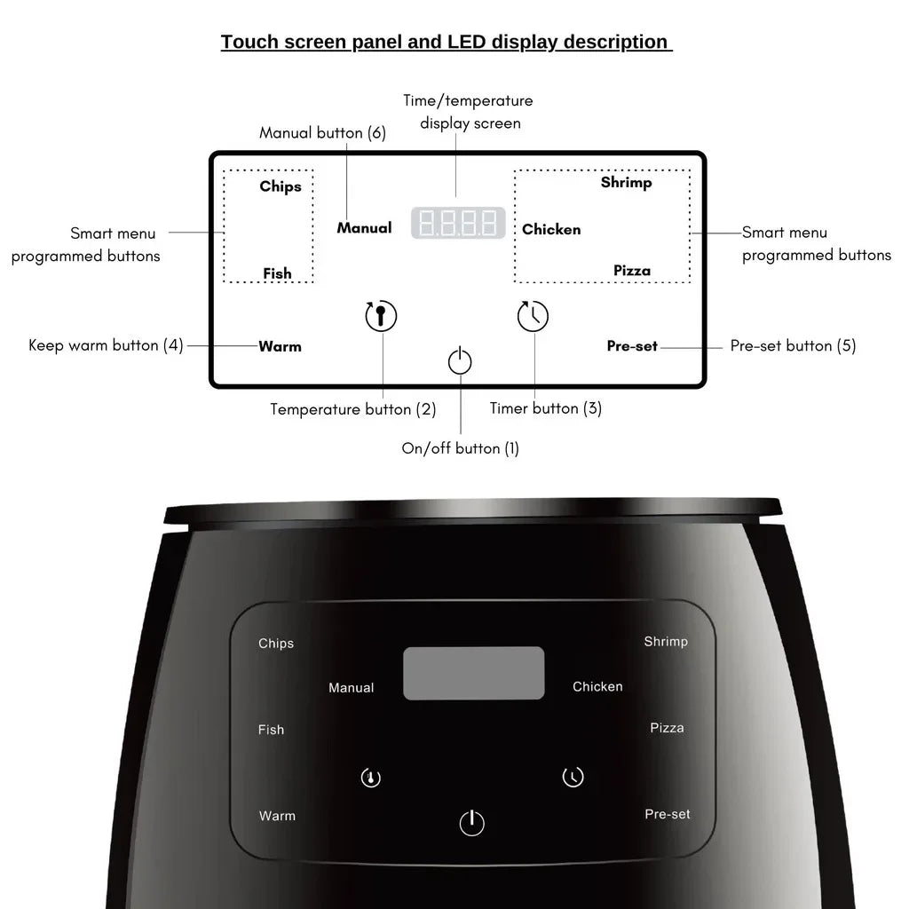 wholesale Digital Touch hot air fryer cooker roast microwave multifunction smart electric air flyer oven With Timer