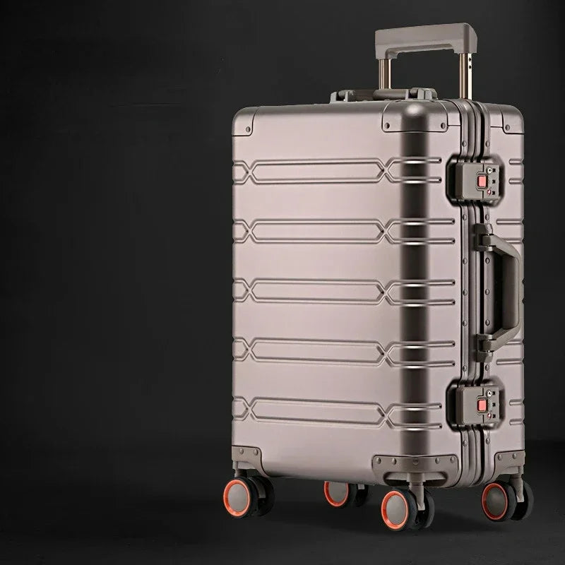 All Aluminum-magnesium Alloy Travel Suitcase Men's Business Rolling Luggage on Wheels Trolley Luggage Carry-Ons Cabin Suitcase