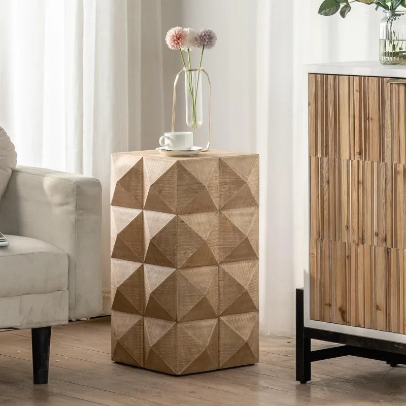 Diamond Shape  Coffee Table, Block Coffee Table， Wood Coffee Table with 2 Drawers for Living Room