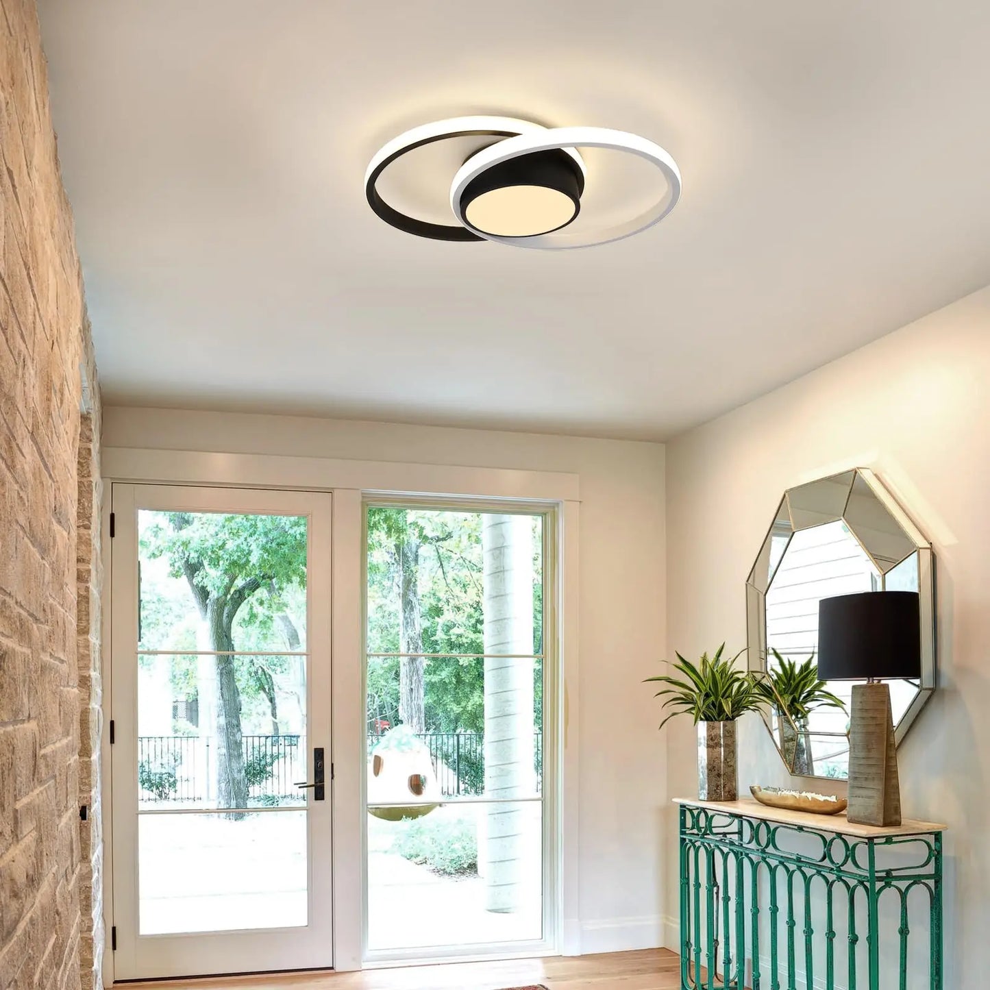 Modern Ceiling Light, 39W LED Flush Mount Ceiling Light Fixture, 15.7" 3000K Round Close to Ceiling Lighting for Bedroom Hallway