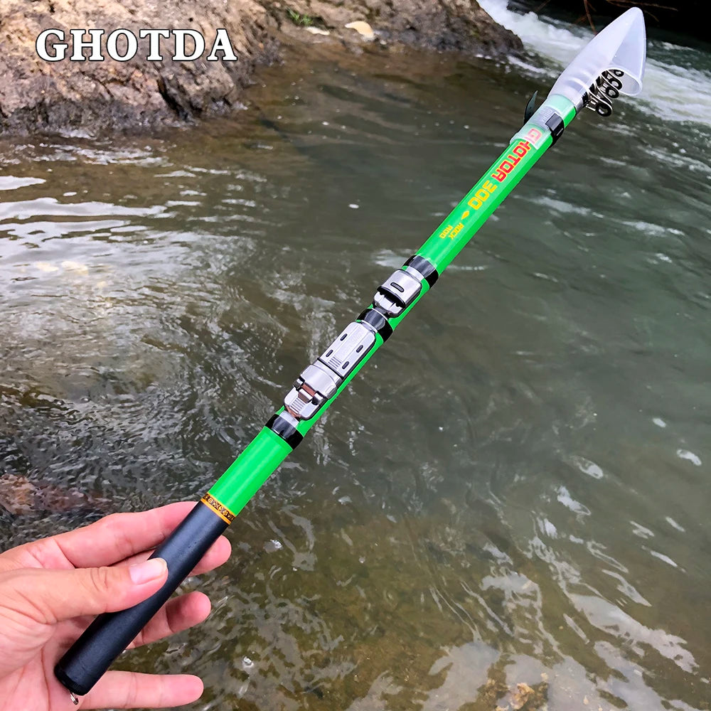 Carbon Fiber 1.5m 1.8m 2.1m 2.4m 2.7m 3m Spinning Fishing Rod Telescopic Rock Rods Surfcasting Pole Professional Fishing Tackle