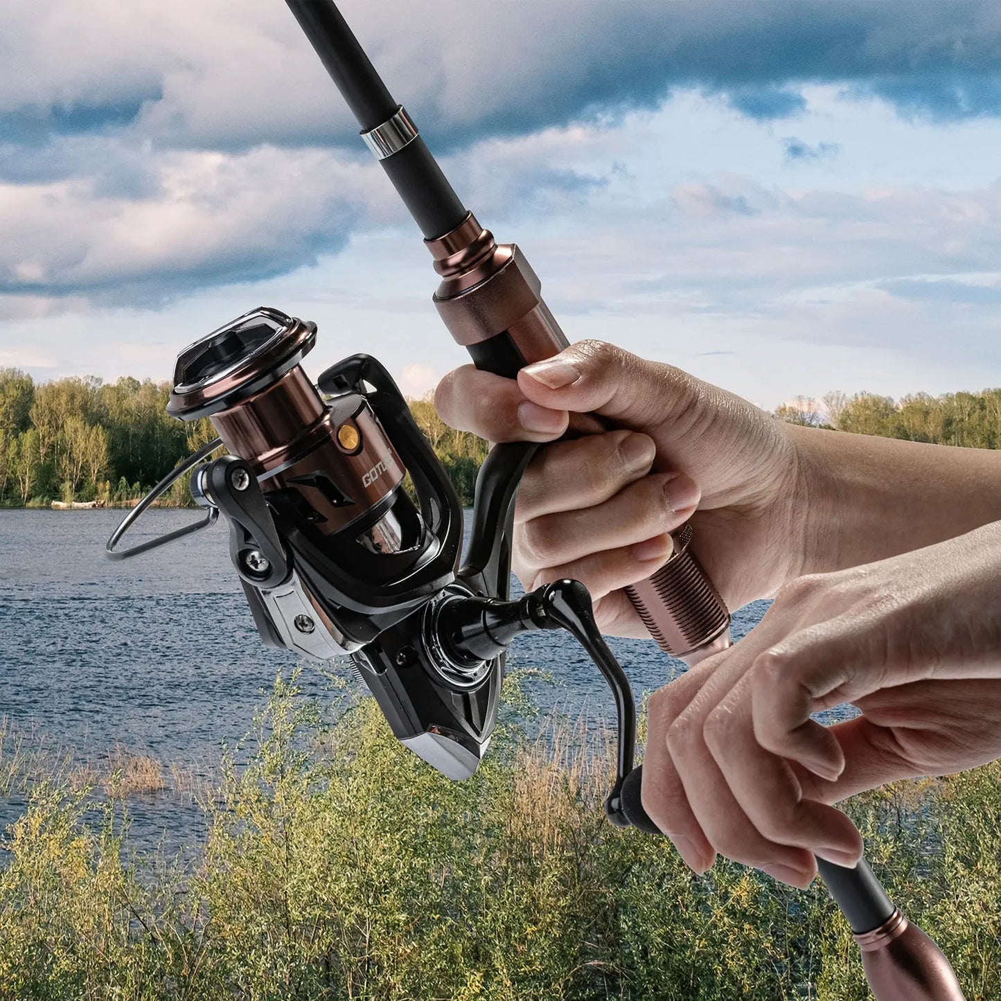 Goture 24T Telescopic Fishing Rod+Reel Set 1.8m 2.1m 2.4m 2.7m M Power Metal Grip Spinning Fishing Rod Portable Travel Sea Pole