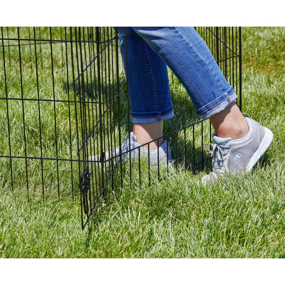 Foldable Metal Dog Cat Playpen Outdoor Pen with Gate for Small Animals Garden Patio Pet Fence Indoor Pet Enclosure
