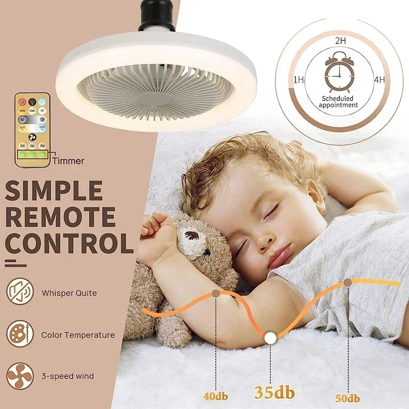 3 in 1 smart ceiling fan lighting lamp with Remote Control, 85-265V, converter base, Lighting base for bedroom and living room