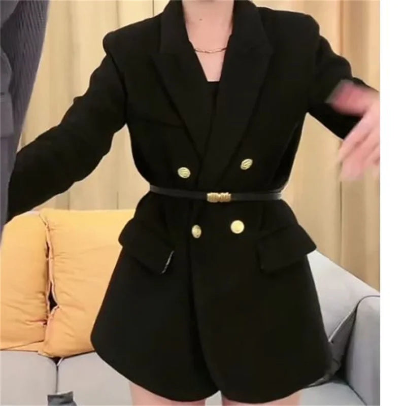 Comes With Belt A Vintage Wool Jacket For Women Autumn And Winter 2024 New Popular Seasonal Green Temperament Top Female Blazer