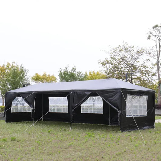 10'x30' Black Outdoor Party Tent with 8 Removable Sidewalls Waterproof Canopy Patio Wedding Gazebo