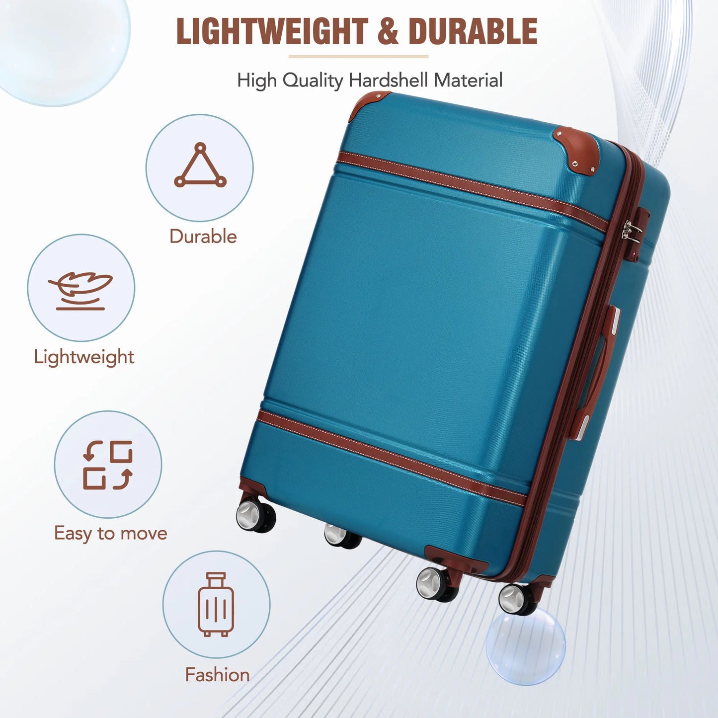 28 IN Luggage 1 Piece with TSA lock , Expandable Lightweight Suitcase Spinner Wheels, Vintage Luggage