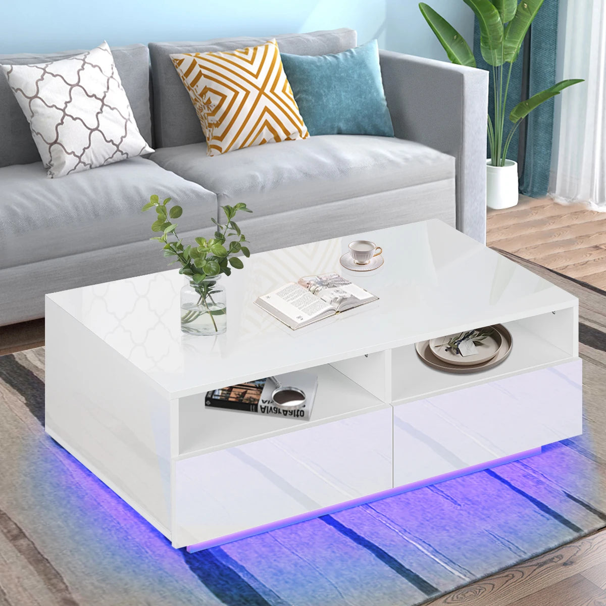 Stylish LED Coffee Table for Family Leisure