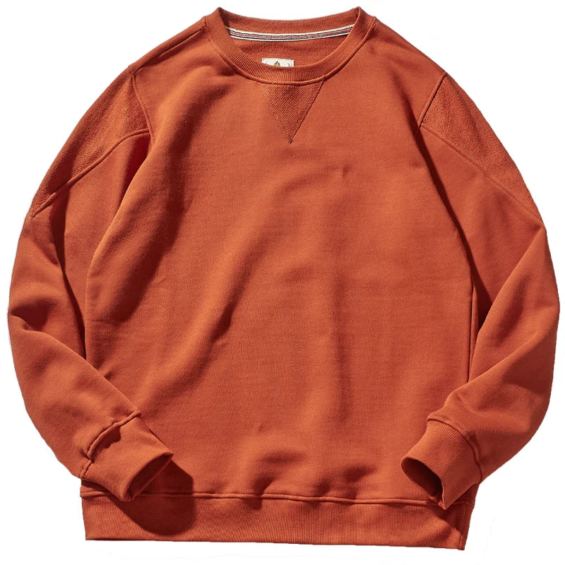 Heavyweight cotton top men's 2022 new autumn round neck cotton Pullover Sweater