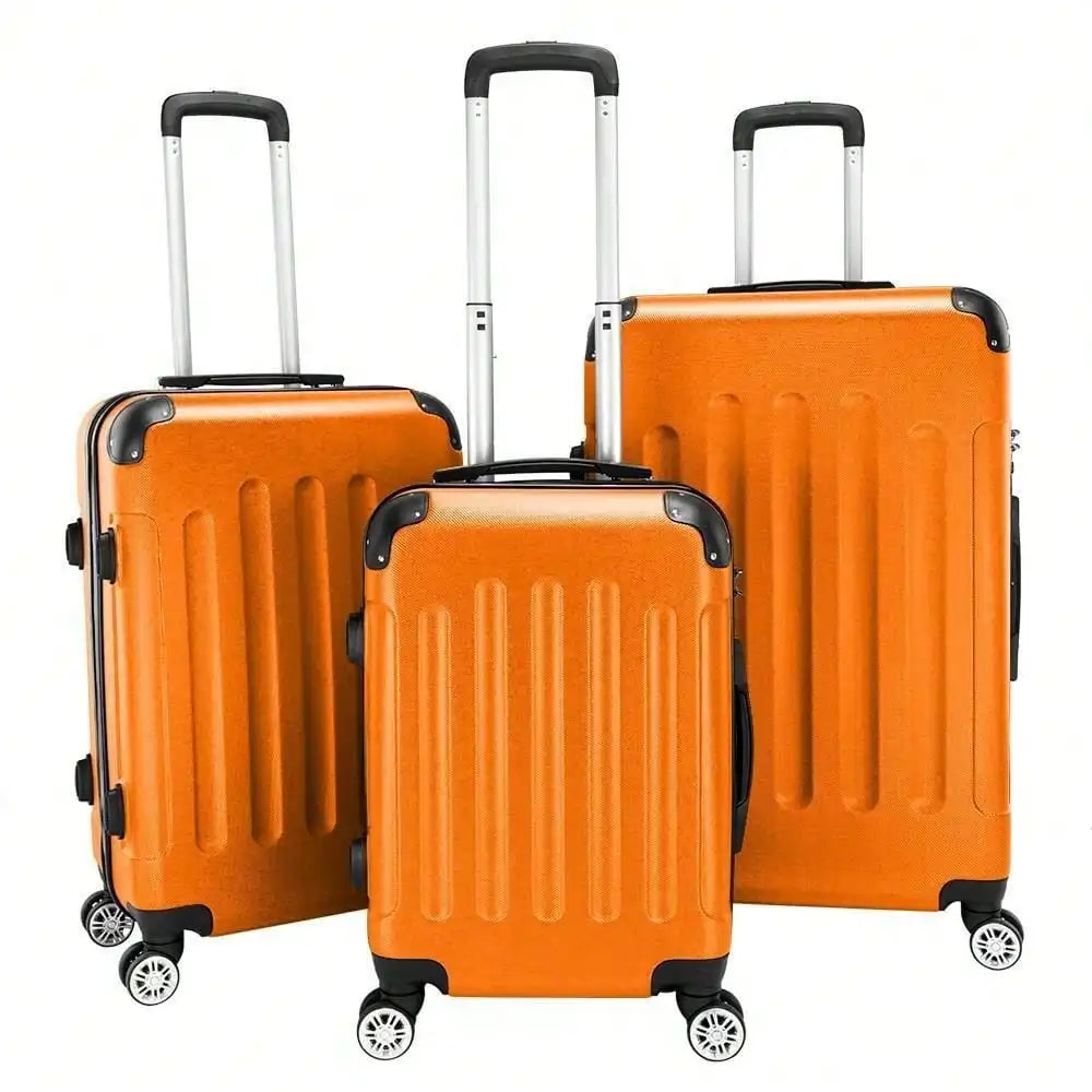 Durable 3Pcs Luggage Set ABS Trolley Spinner 20"/24"/28" Suitcase Hard Shell