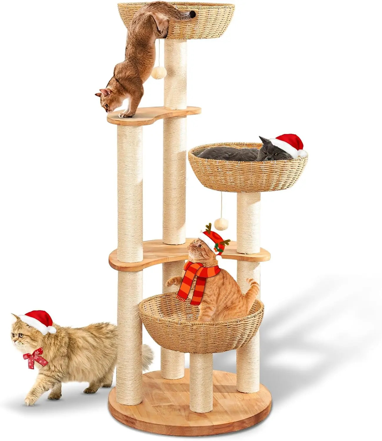Big Modern Design Cat Tree Tower, Cat Tower Sisal-Covered Scratching Posts for Indoor Cats