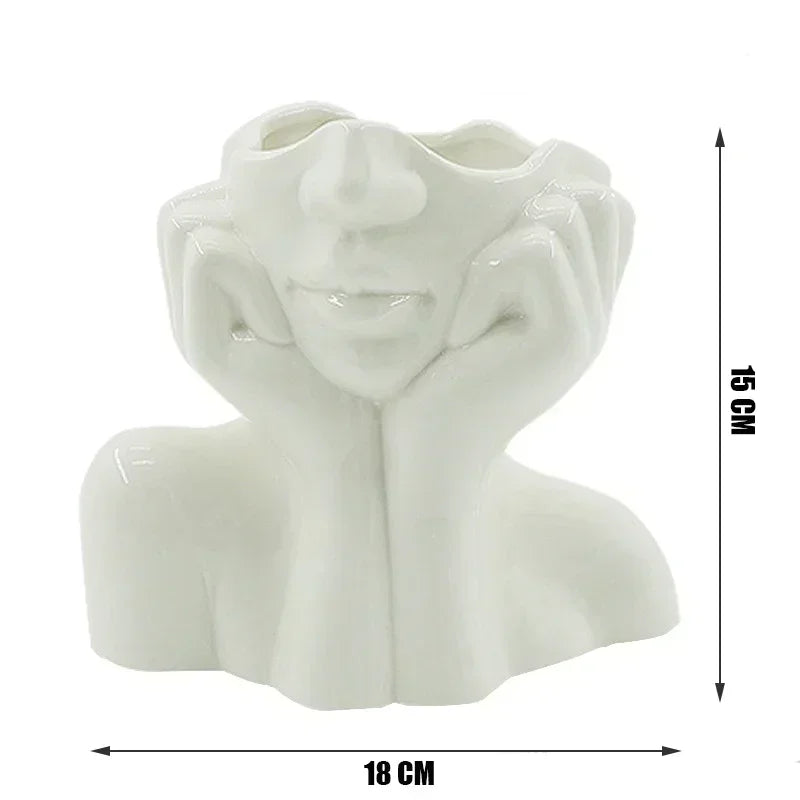 Nordic Vase Circular Hollow Ceramic Flower Vase for Home Living Room Decoration Accessories Interior Office Desktop Decor Gift