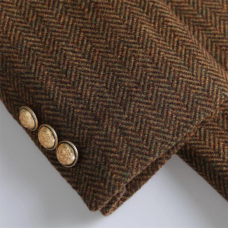 Comes With Belt A Vintage Wool Jacket For Women Autumn And Winter 2024 New Popular Seasonal Green Temperament Top Female Blazer