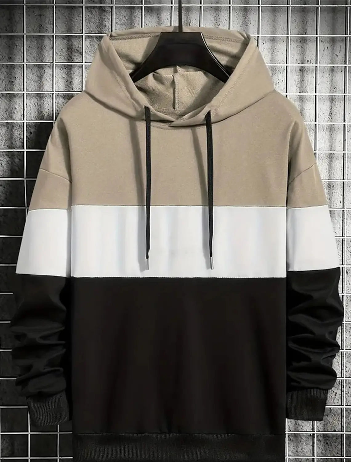 Men's Hoodie Color Block Print Sweatshirts For Men Harajuku Hooded Shirt Pullover Casual Clothes Streetwear Top Men's Clothing