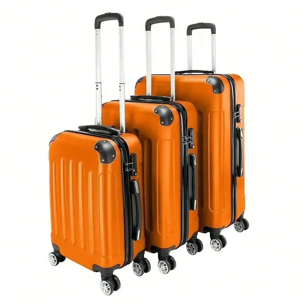 Durable 3Pcs Luggage Set ABS Trolley Spinner 20"/24"/28" Suitcase Hard Shell