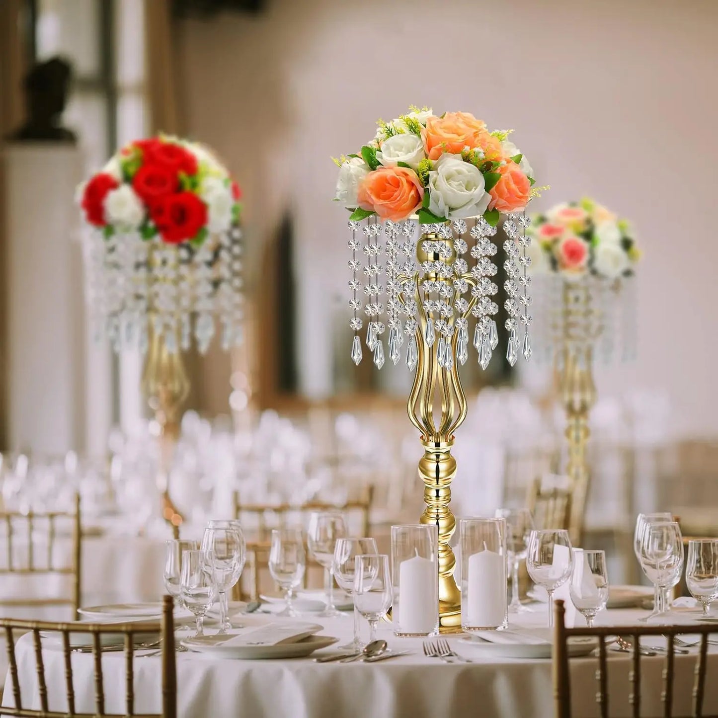 Inch Metal Flower Stand, Tall Flower Vases for Wedding Reception Birthday Party Home Decoration (Gold)