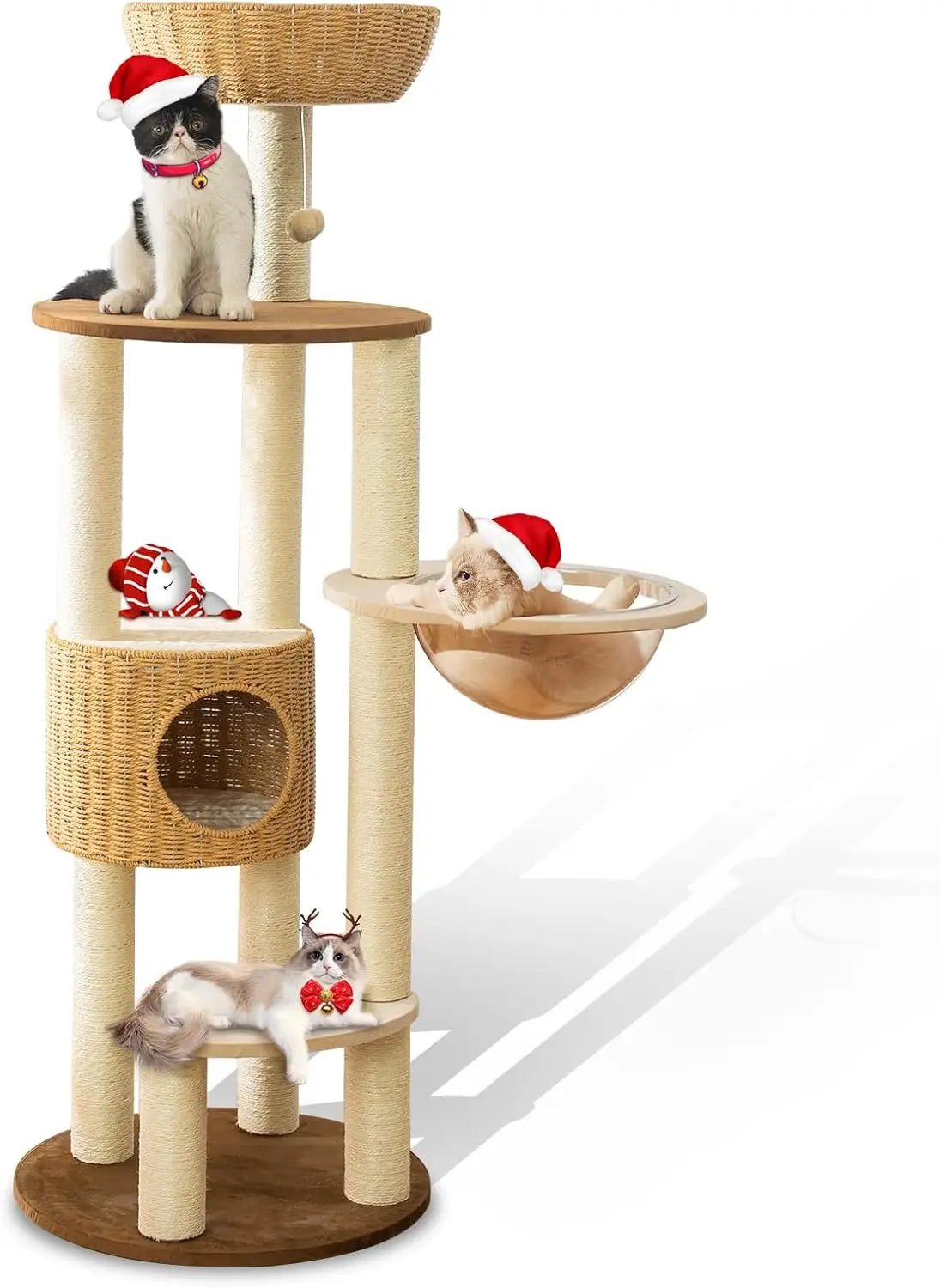 Big Modern Design Cat Tree Tower, Cat Tower Sisal-Covered Scratching Posts for Indoor Cats