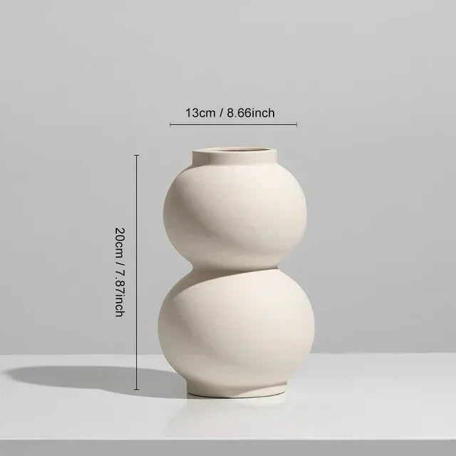Nordic Vase Circular Hollow Ceramic Flower Vase for Home Living Room Decoration Accessories Interior Office Desktop Decor Gift