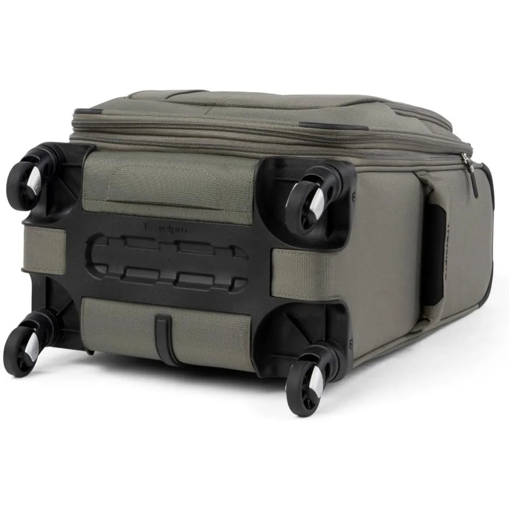 5 Softside Expandable Carry on Luggage with 4 Spinner Wheels, Lightweight Suitcase, Men and Women, Slate Green, Carry On 21-Inch