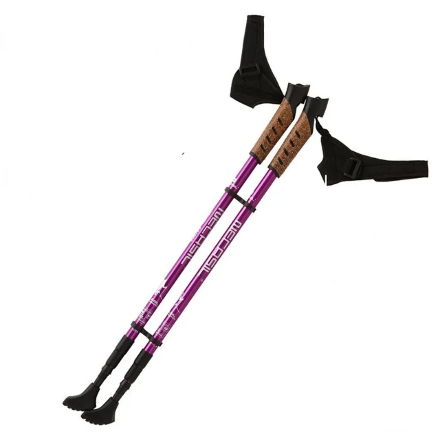 2Pcs Anti Shock Trekking Poles - Aluminum Telescopic Nordic Walking Canes for Camping Hiking