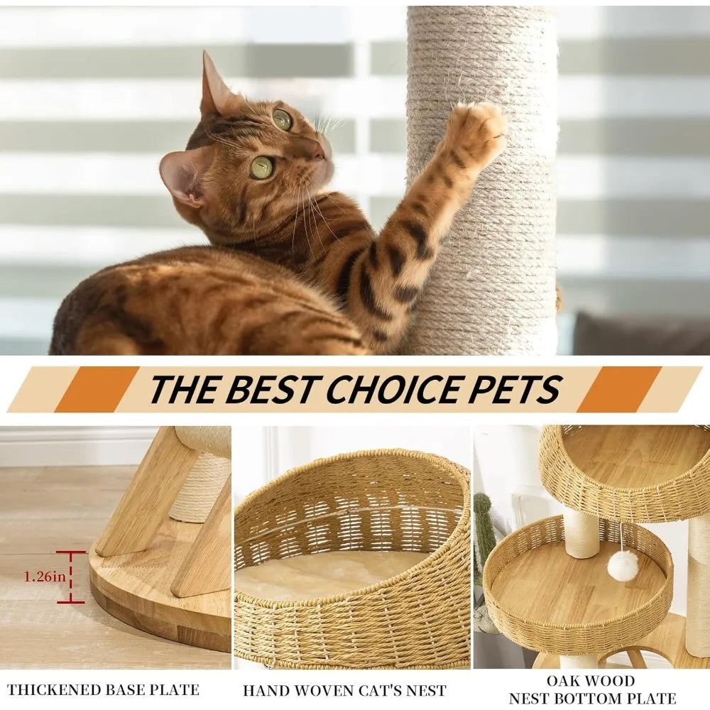 Big Modern Design Cat Tree Tower, Cat Tower Sisal-Covered Scratching Posts for Indoor Cats