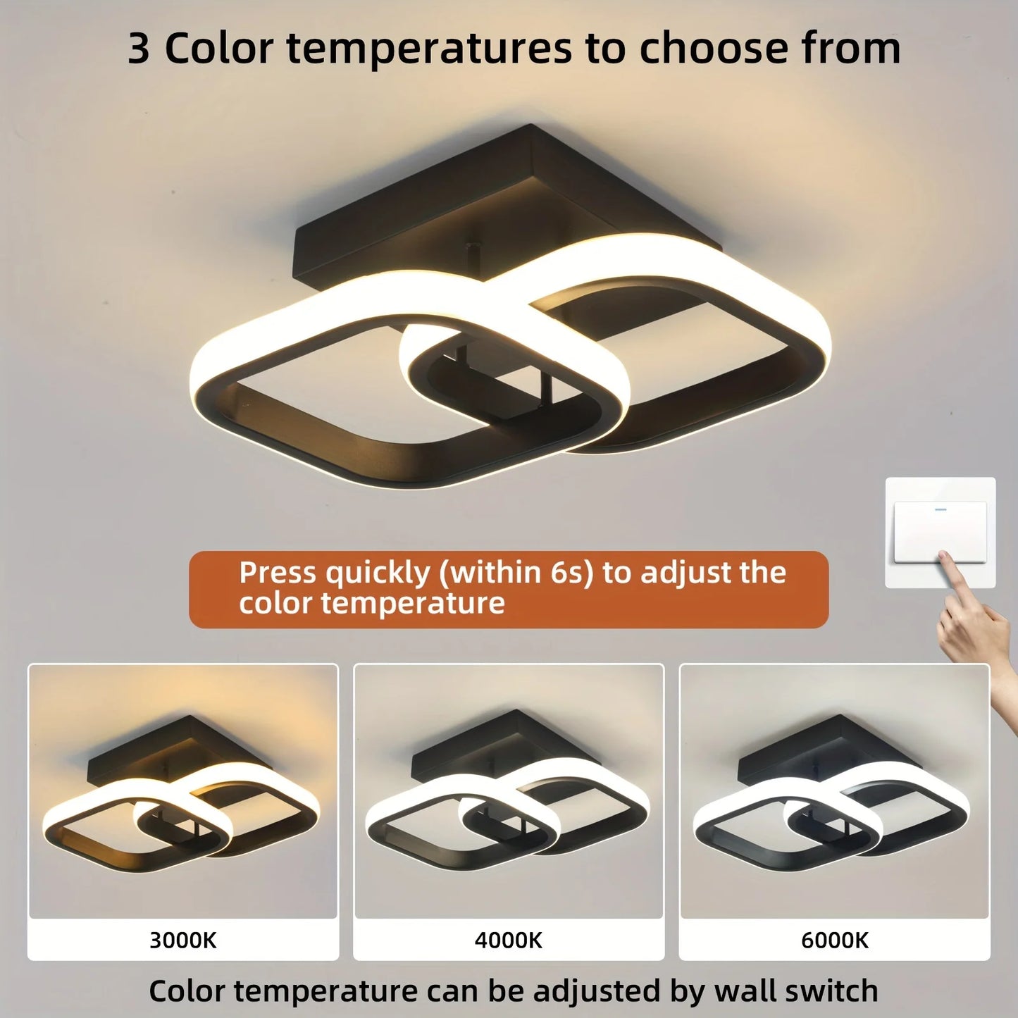 Modern LED Ceiling Light 2 Rings Creative Design Small Aisle Ceiling Lamp Indoor Lighting Fixtures Hallway Balcony Office Lustre