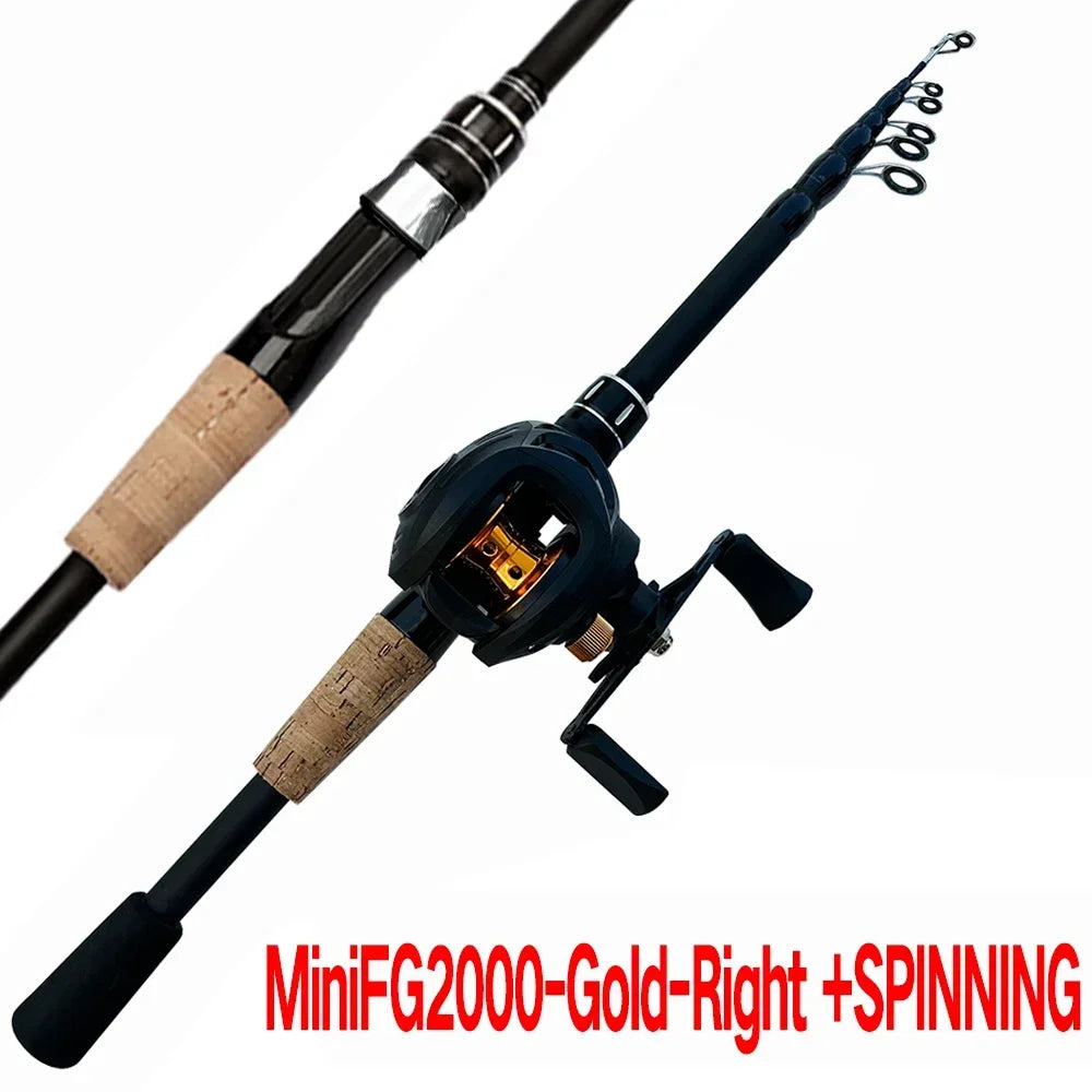 Fishing Rod Combo 1.5-2.4M Lure Fishing Rod and 7.2:1 High Speed Gear RatioMax 8kg Baitcasting Reel Fishing Tackle Pesca