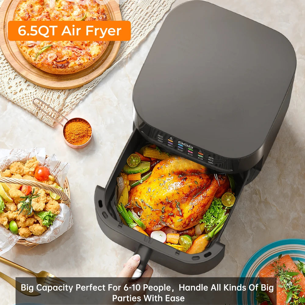 Air Fryer, ZUSBYI 6.5QT Air Fryer Oven With Smart Coloful Screen, 12 in 1 Customizable Functions, 1-Touch Digital Display
