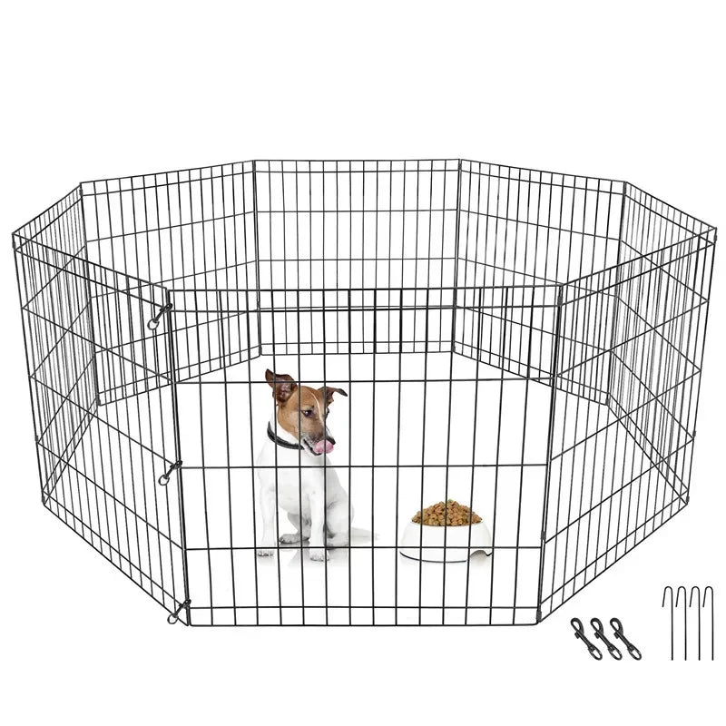 Foldable Metal Dog Cat Playpen Outdoor Pen with Gate for Small Animals Garden Patio Pet Fence Indoor Pet Enclosure