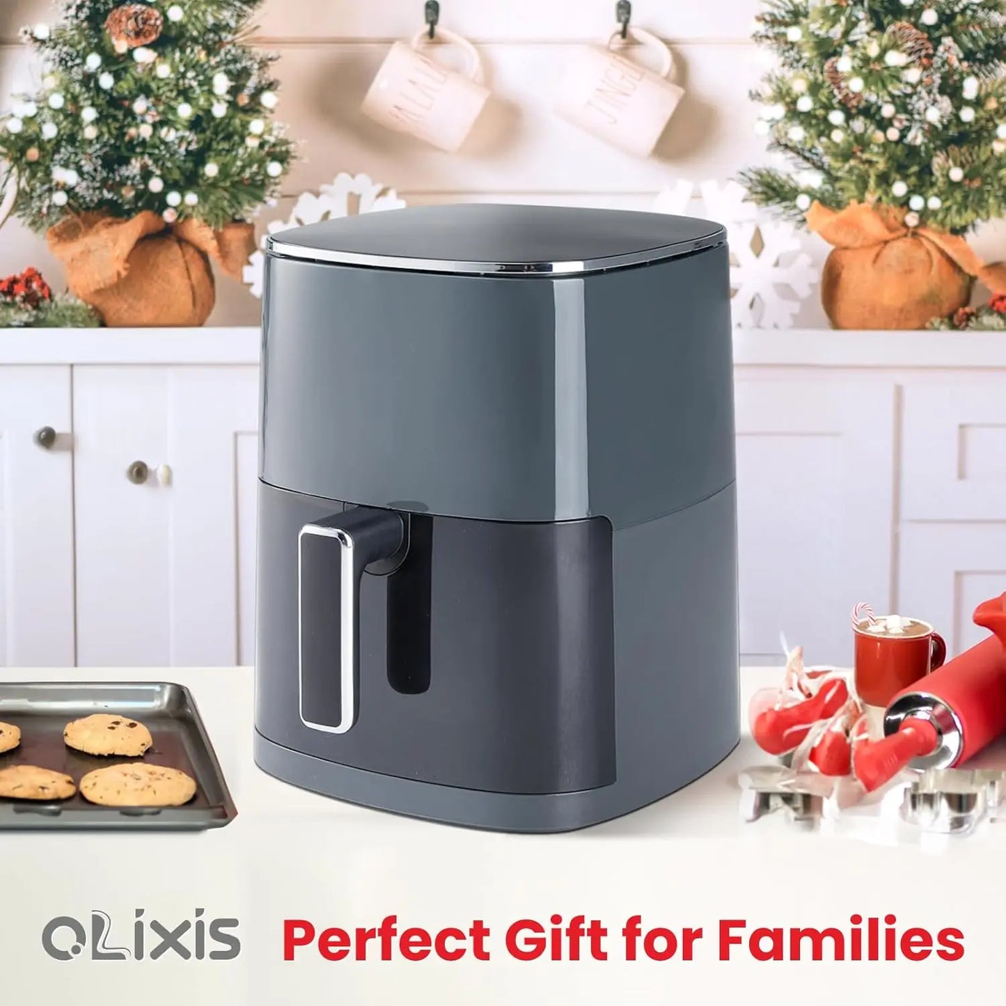 Air Fryer 6 Quart Capacity with Window Square Air Fryer 12-in-1 Air Fry, Roast, Reheat, Dehydrate, Bake, Steam with 400F