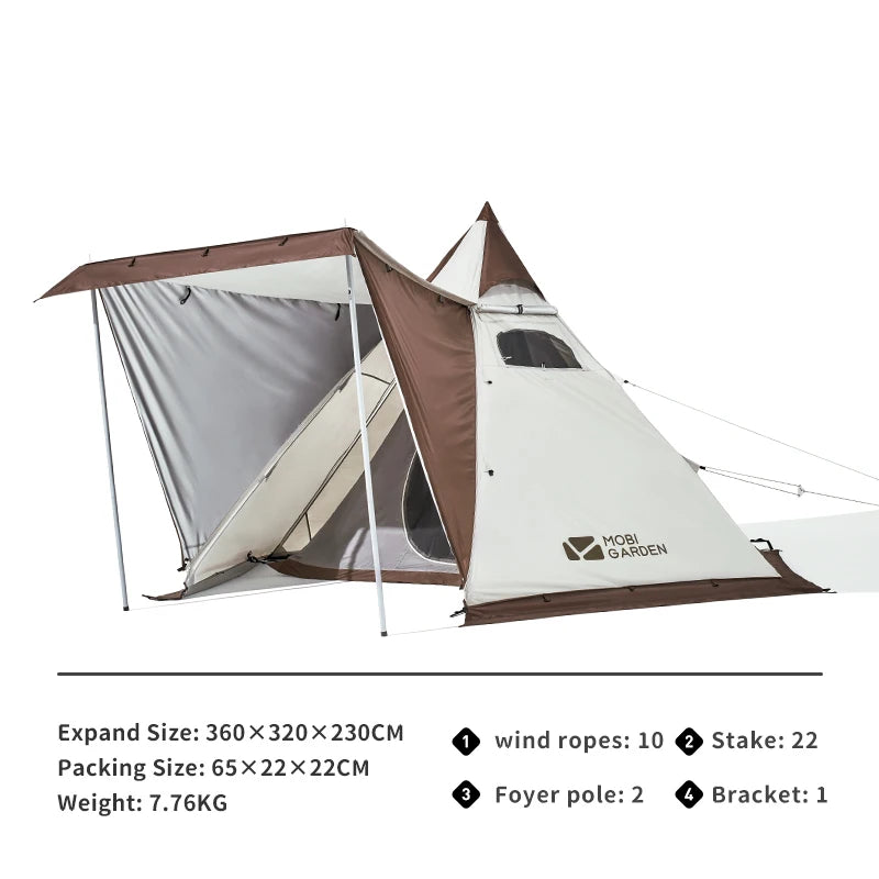 MOBI GARDEN camping tent pyramid shelter Forest Tower 230 waterproof windproof Fender can be installed