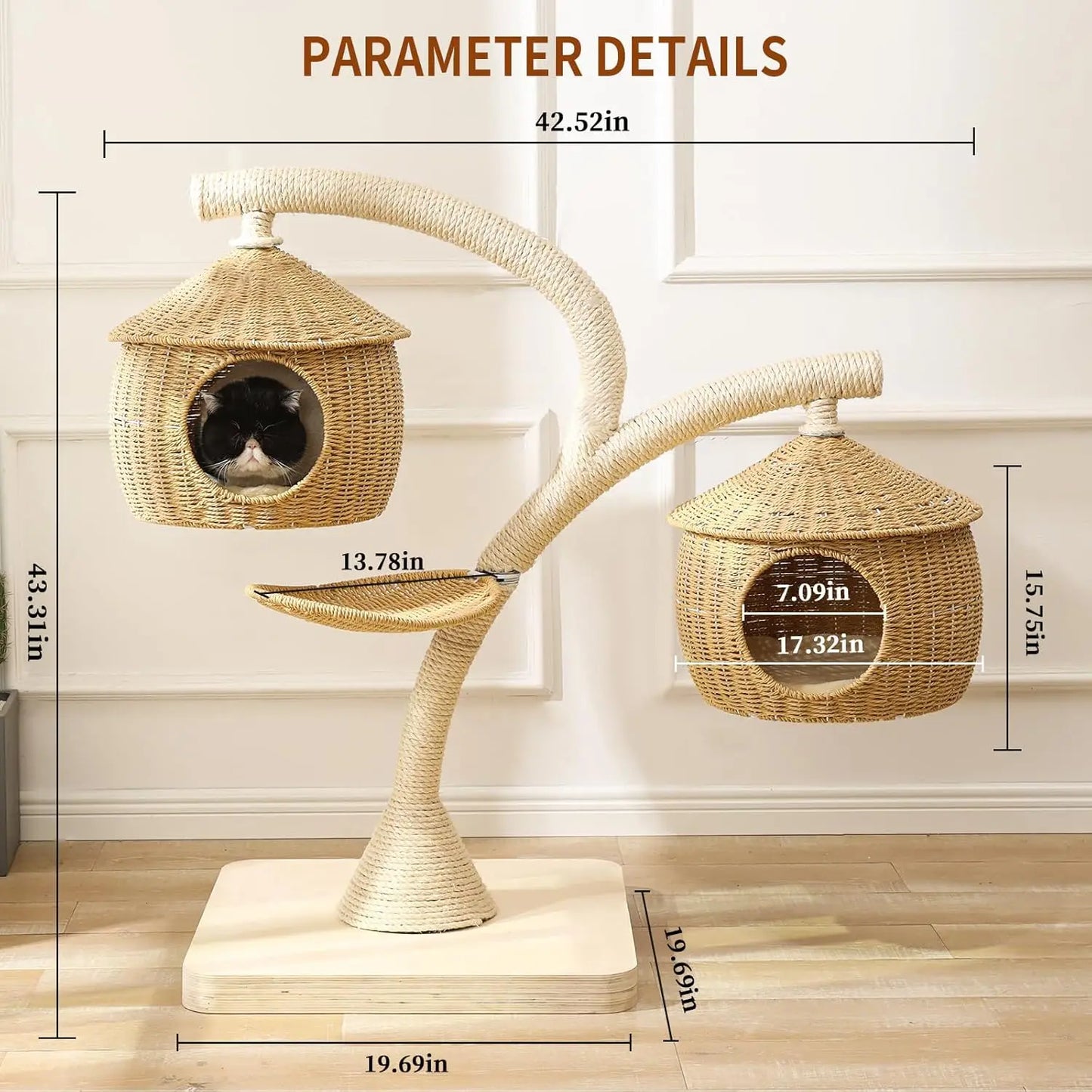 Big Modern Design Cat Tree Tower, Cat Tower Sisal-Covered Scratching Posts for Indoor Cats