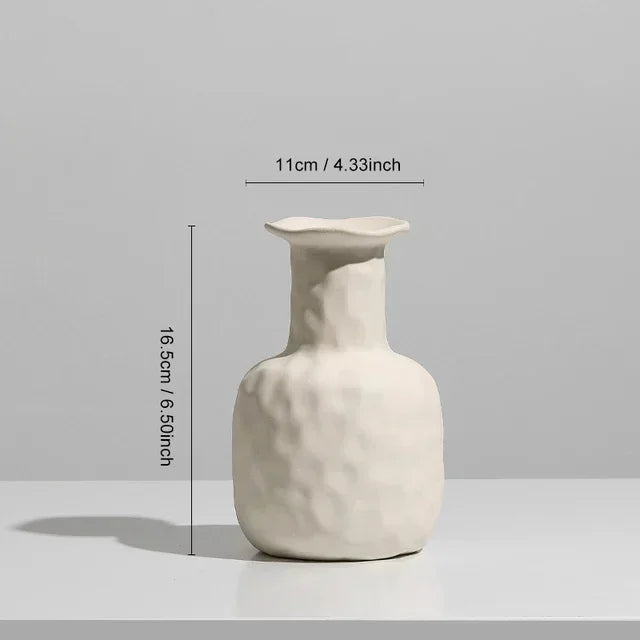 Nordic Vase Circular Hollow Ceramic Flower Vase for Home Living Room Decoration Accessories Interior Office Desktop Decor Gift