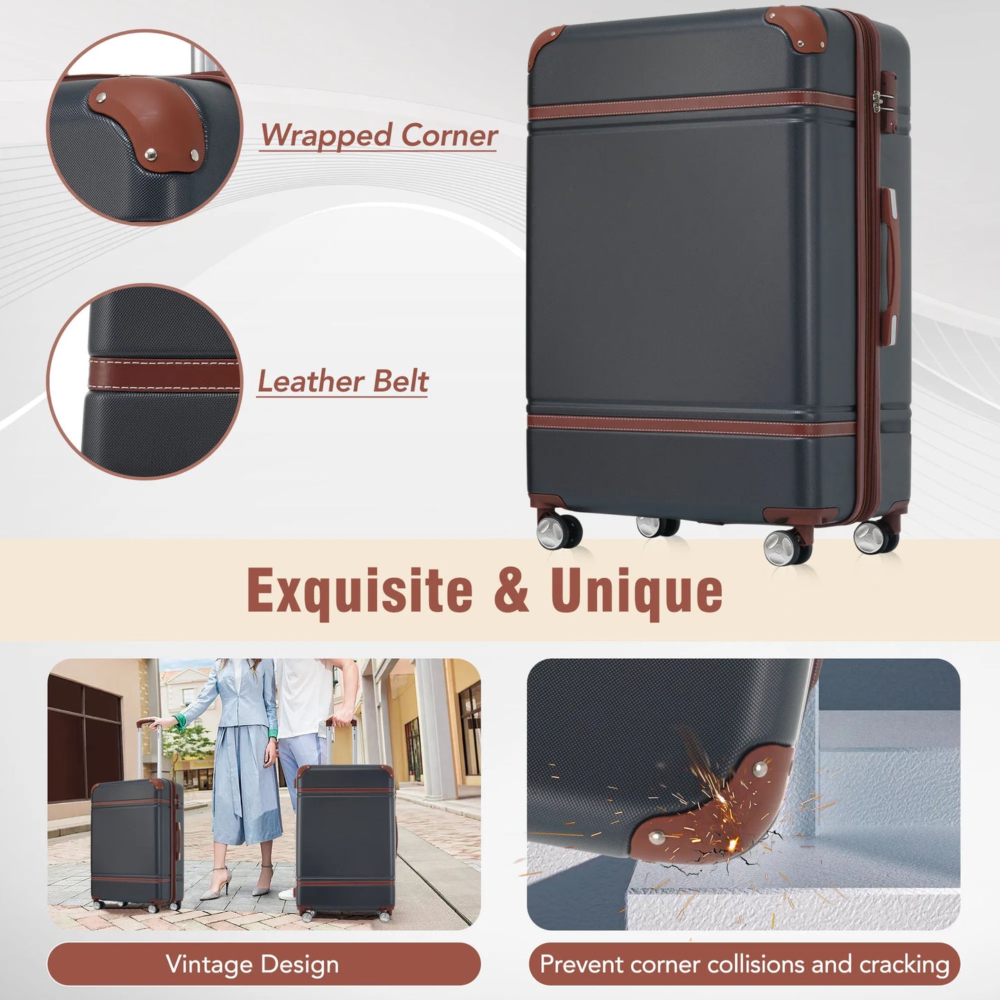 20 IN Luggage 1 Piece with TSA lock , Lightweight Suitcase Spinner Wheels,Carry on Vintage Luggage