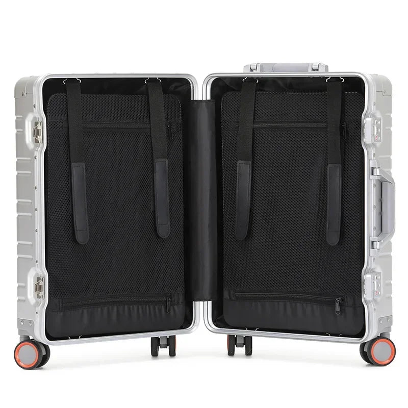 All Aluminum-magnesium Alloy Travel Suitcase Men's Business Rolling Luggage on Wheels Trolley Luggage Carry-Ons Cabin Suitcase