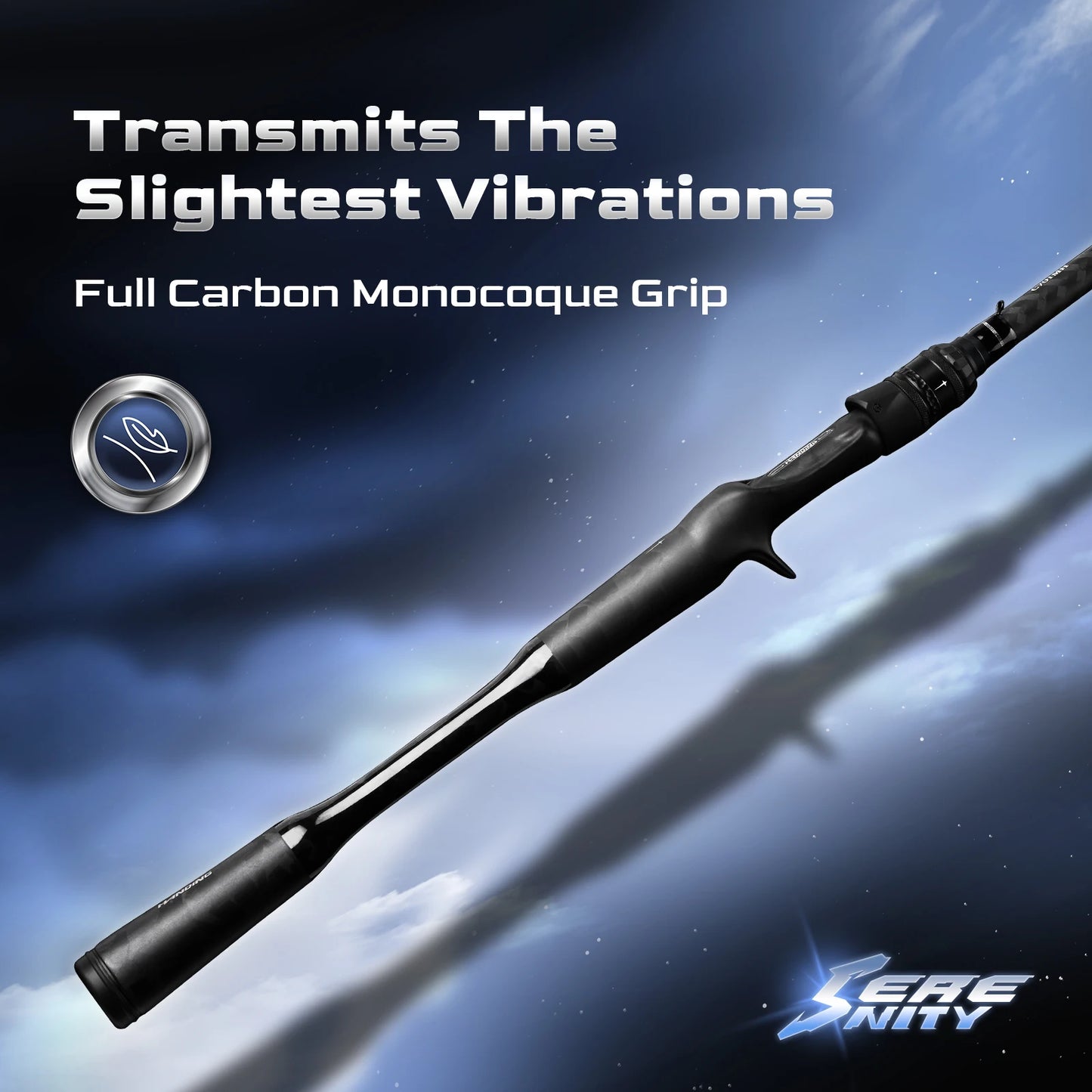 HANDING Serenity One Piece Bass Fishing Rods, Seaguide LS Ring Guides, 40 Ton Carbon Fiber Blank, Full Carbon Monocoque Grip