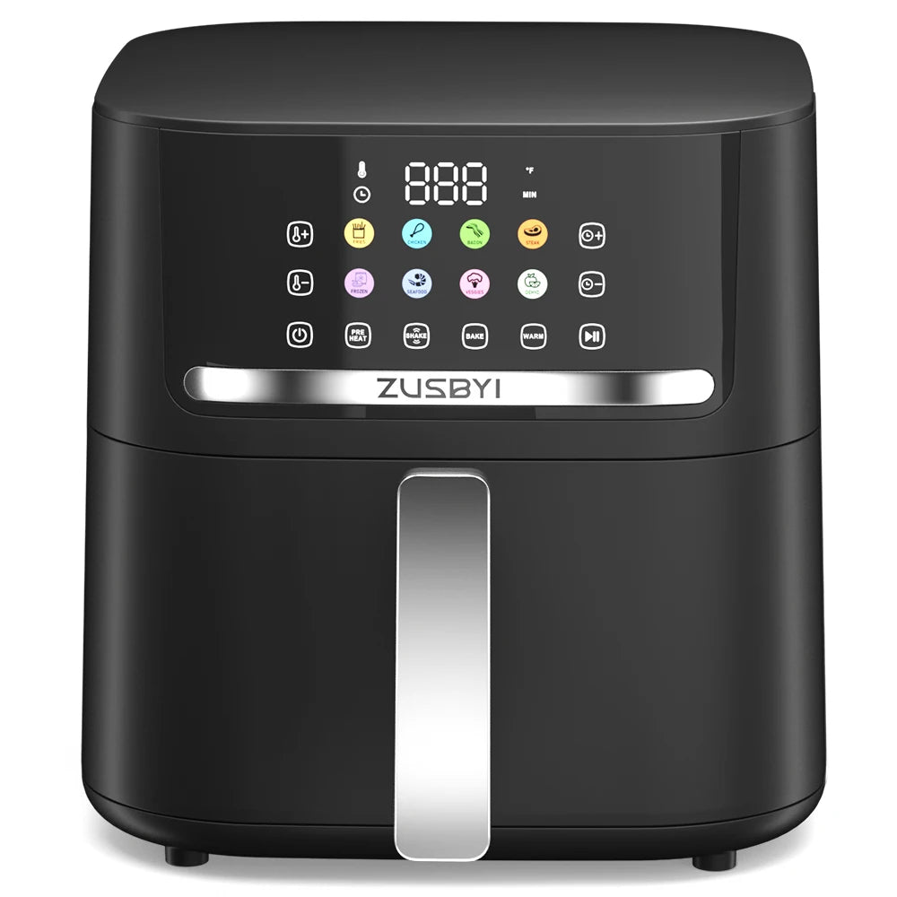 Air Fryer, ZUSBYI 6.5QT Air Fryer Oven With Smart Coloful Screen, 12 in 1 Customizable Functions, 1-Touch Digital Display