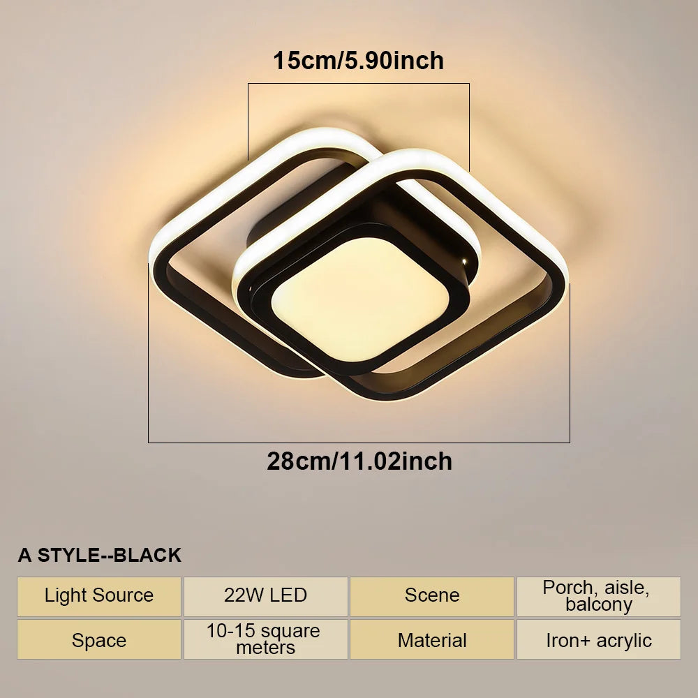 Modern LED Ceiling Light 2 Rings Creative Design Small Aisle Ceiling Lamp Indoor Lighting Fixtures Hallway Balcony Office Lustre